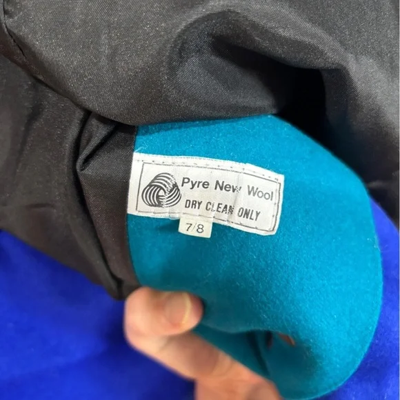 VTG 80s INTERNATIONAL SCENE Sz 7/8 Color Block 100% Wool Coat MADE IN YUGOSLAVIA - Picture 5 of 10